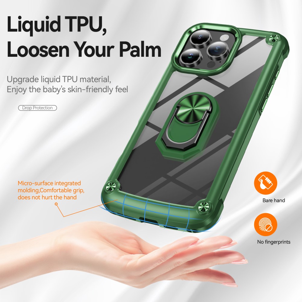  iPhone 16 Pro Max Skal Shockproof Ring Hybrid Grön