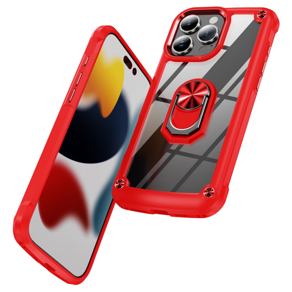  iPhone 16 Pro Max Skal Shockproof Ring Hybrid Röd