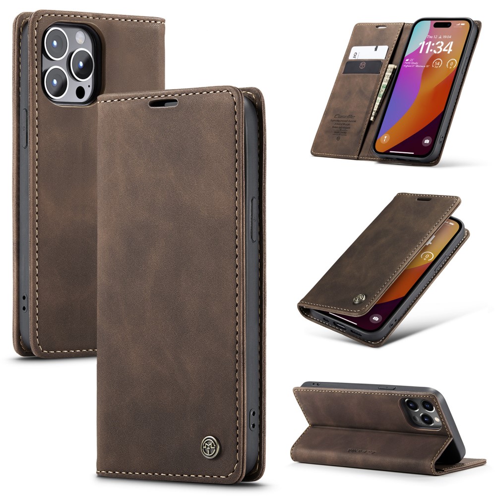 CASEME CASEME iPhone 16 Pro Fodral Flip Retro Läder Brun