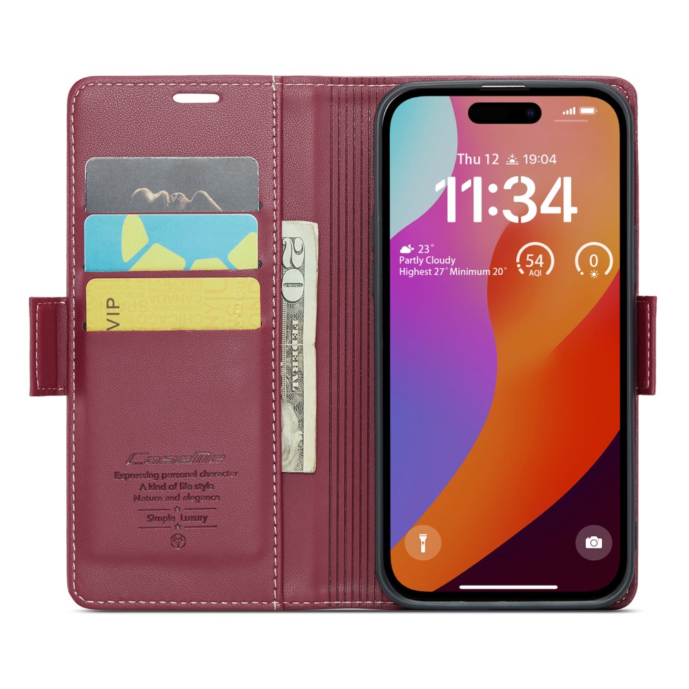 CASEME CASEME iPhone 16 Pro Max Fodral Läder RFID Röd