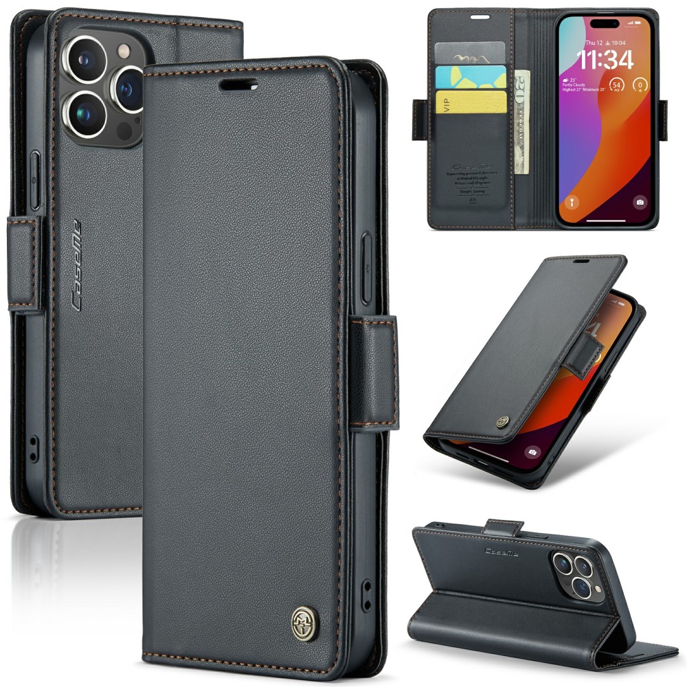 CASEME CASEME iPhone 16 Pro Max Fodral Läder RFID Svart
