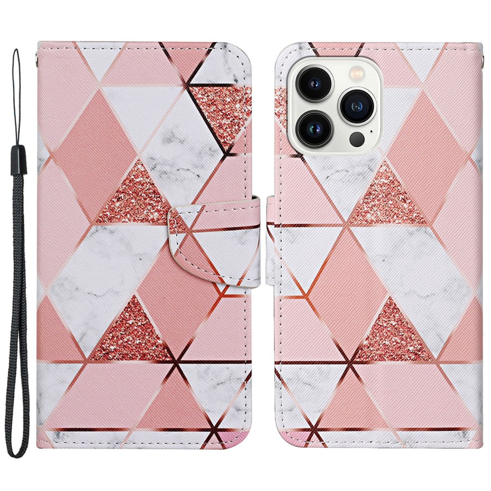  iPhone 16 Pro Fodral Med Marmor Tryck Rosa