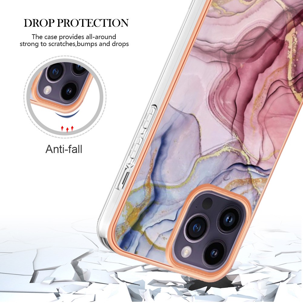  iPhone 16 Pro Skal TPU Marmor Roséguld