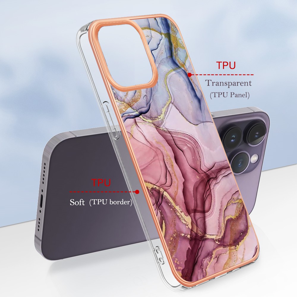  iPhone 16 Pro Skal TPU Marmor Roséguld