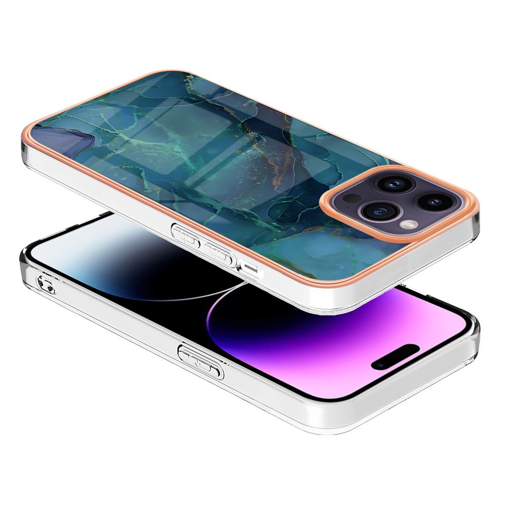  iPhone 16 Pro Skal TPU Marmor Grön