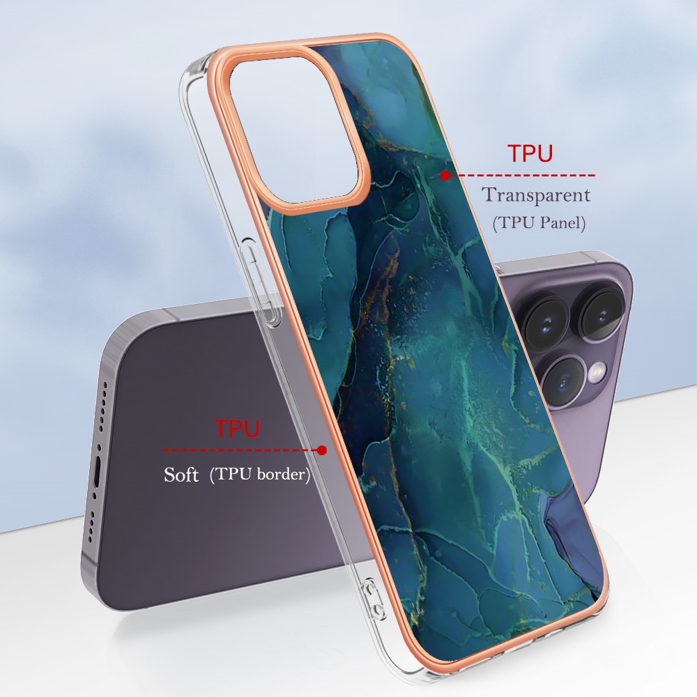  iPhone 16 Pro Max Skal TPU Marmor Grön