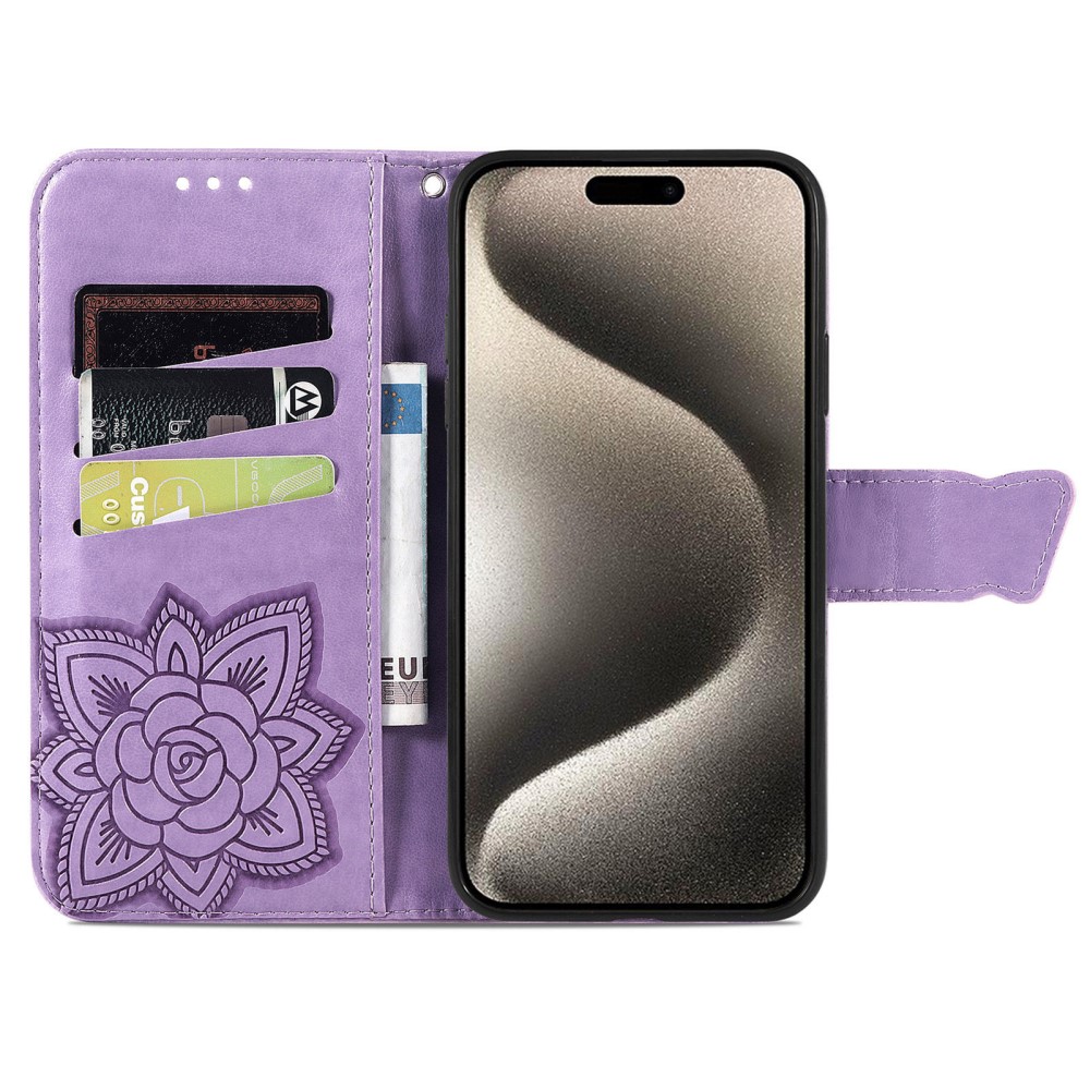  iPhone 16 Pro Max Fodral Med Fjäril Tryck Lila
