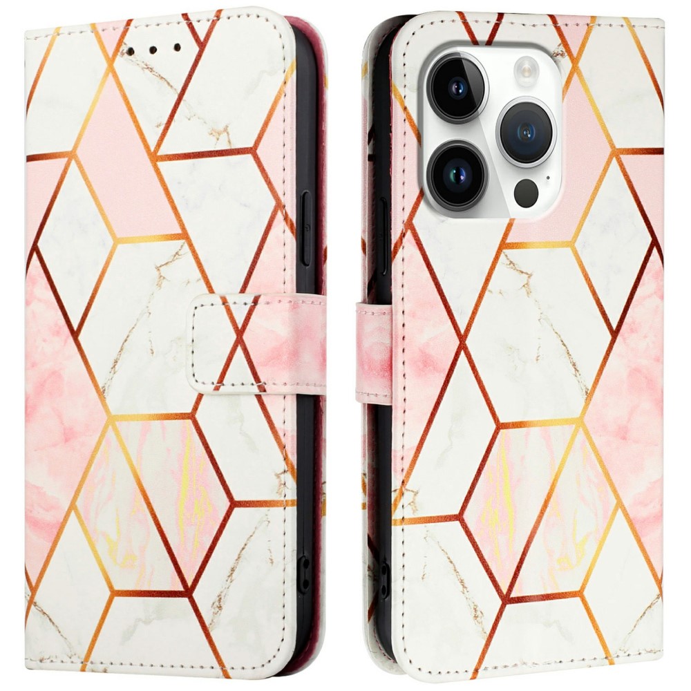  iPhone 16 Pro Max Fodral Marmor Vit/Rosa