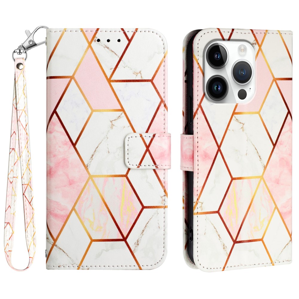  iPhone 16 Pro Fodral Marmor Vit/Rosa