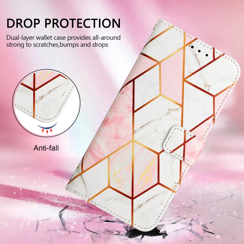  iPhone 16 Pro Fodral Marmor Vit/Rosa