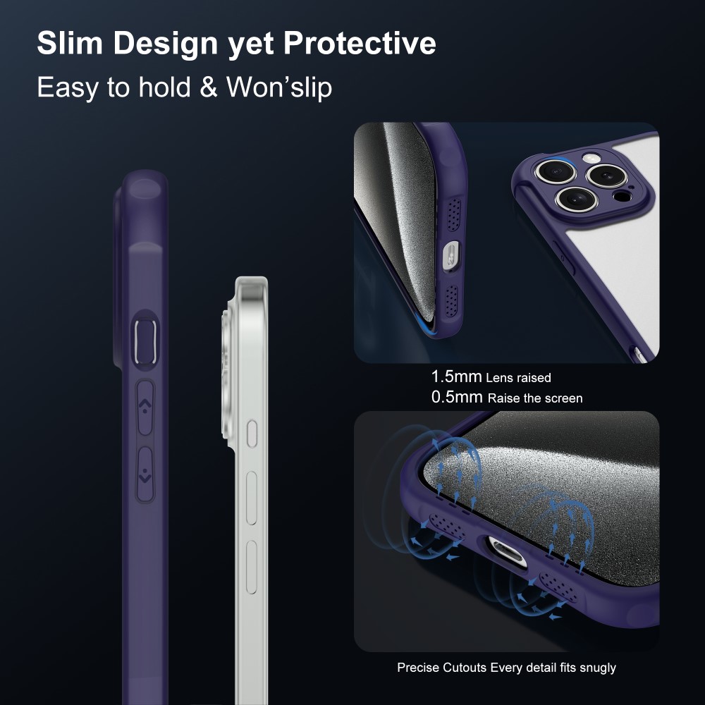 LEEU DESIGN LEEU DESIGN iPhone 16 Pro Max Skal Shockproof Mörk Blå/Lila