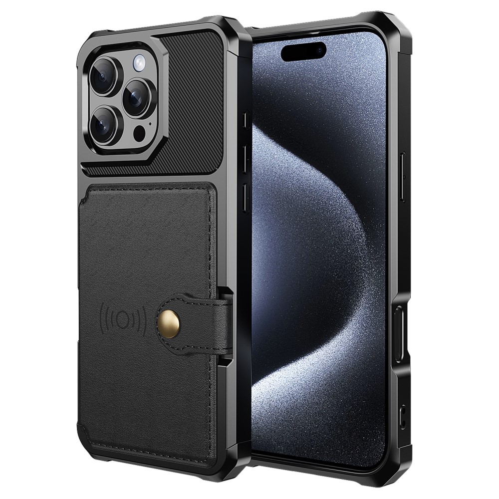  iPhone 16 Pro Skal Med Kortfack Svart