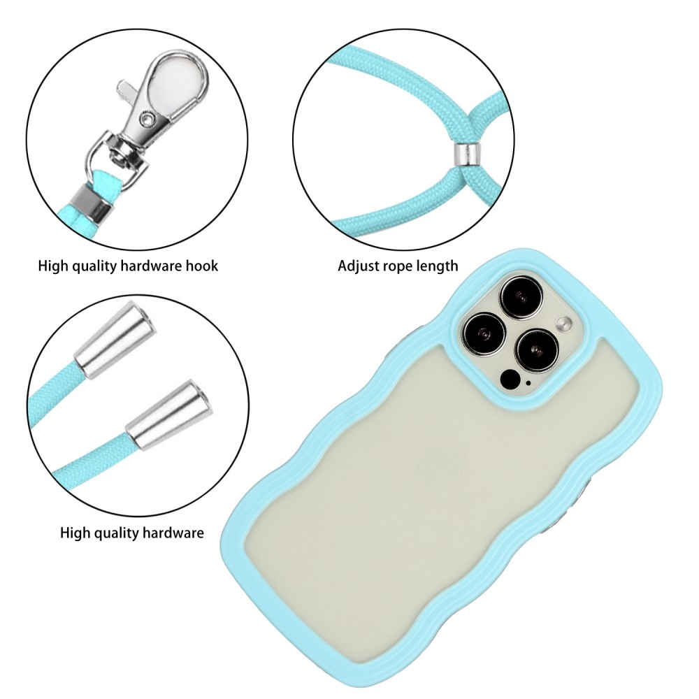  iPhone 16 Pro Max Skal Wavy Hybrid Mobilsnöre Blå
