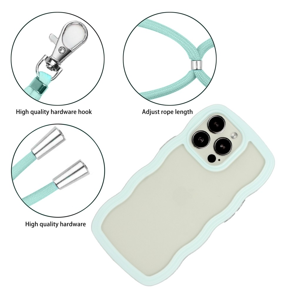  iPhone 16 Pro Max Skal Wavy Hybrid Mobilsnöre Ljus Blå
