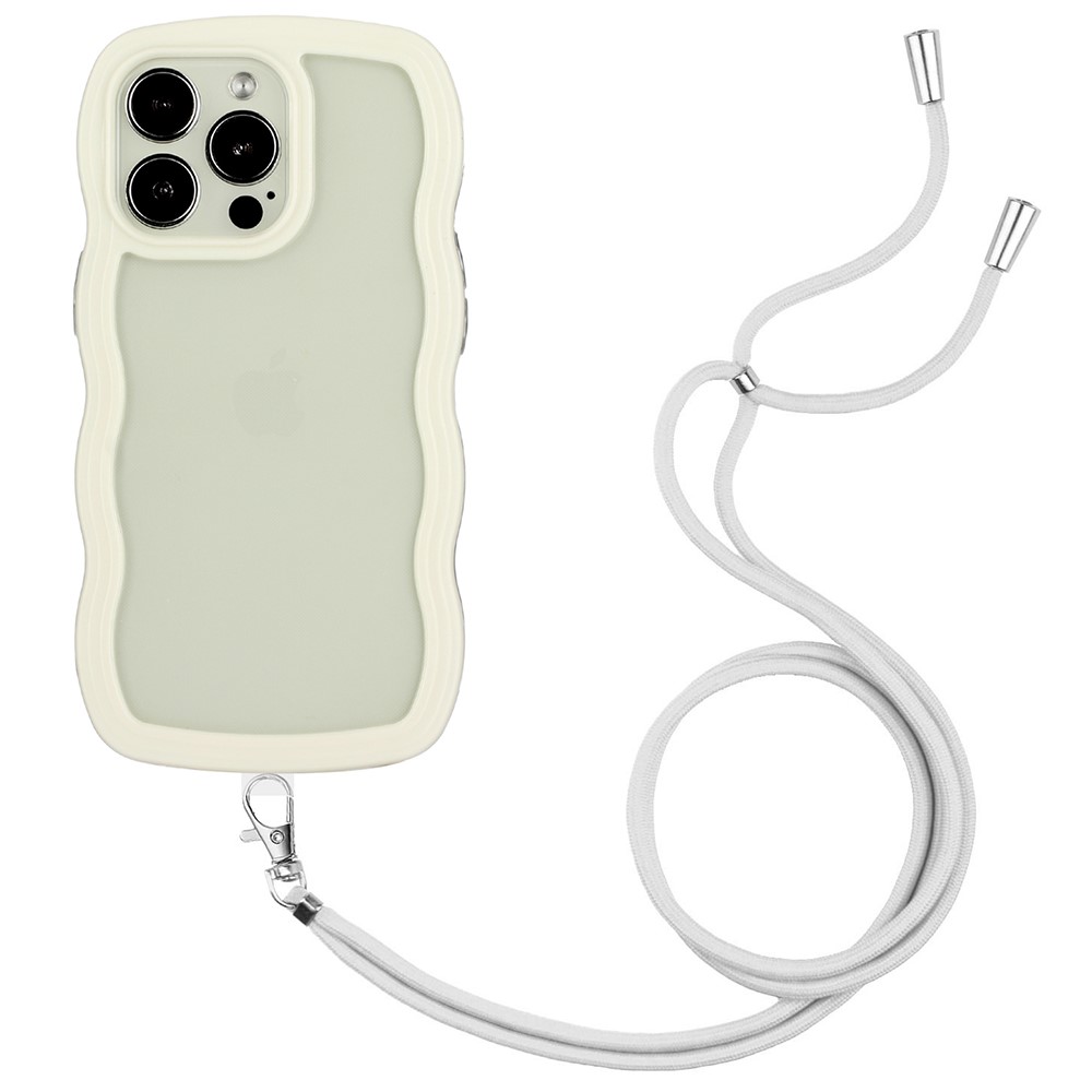  iPhone 16 Pro Max Skal Wavy Hybrid Mobilsnöre Vit