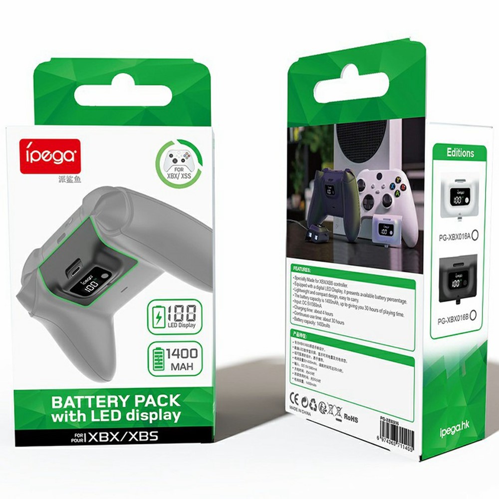 iPega iPega 1400 mAh Batteripaket Med Display För Xbox X/S Handkontroll Vit