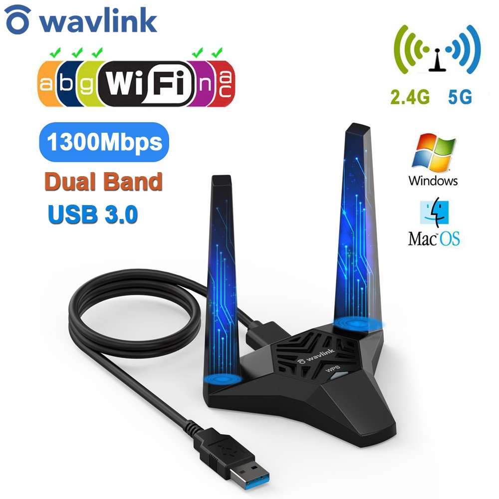 Wavlink Wavlink Externt Nätverkskort AC1300M Dual-Band USB 3.0