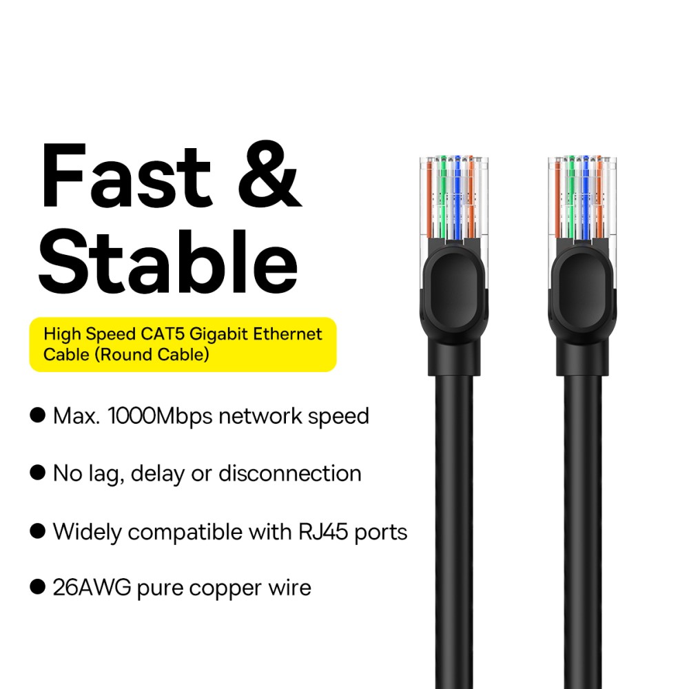 BASEUS BASEUS 10 m Cat5 RJ45 Nätverkskabel Svart