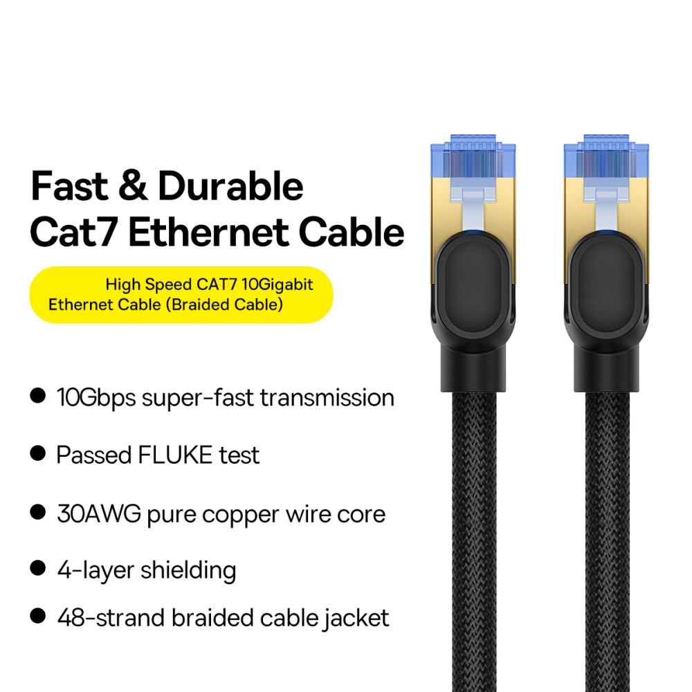BASEUS BASEUS 3 m Cat7 RJ45 Nätverkskabel Svart