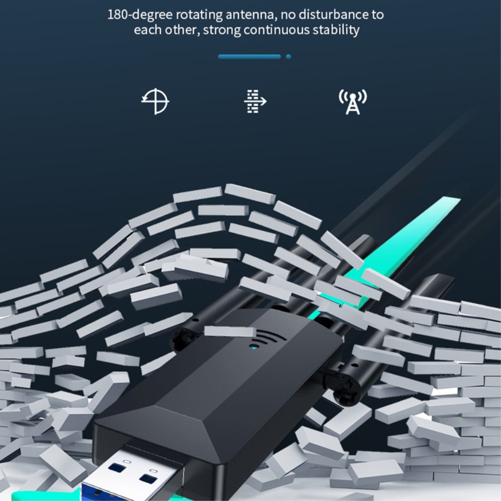  Trådlös USB 3.0 Nätverkskort Dual-Band Svart