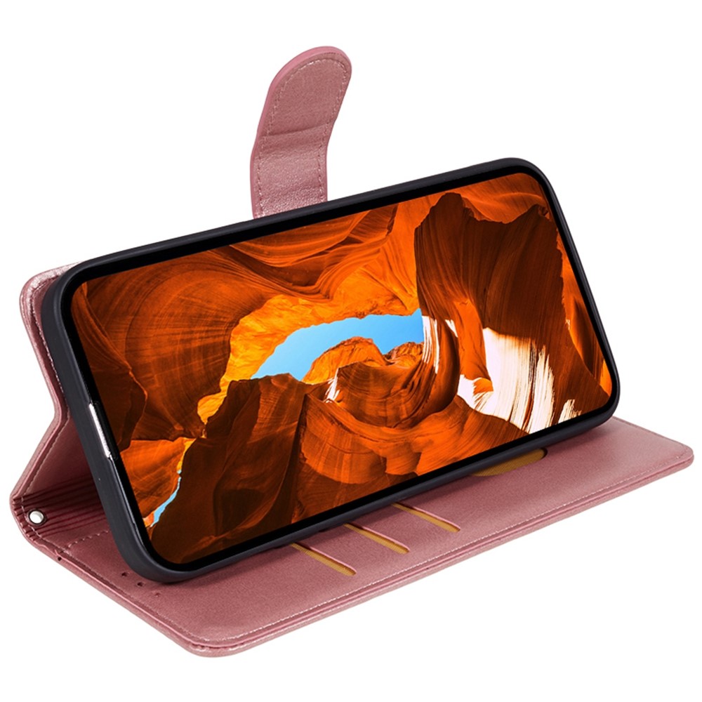  Motorola Moto G55 5G Plånboksfodral Läder Roséguld