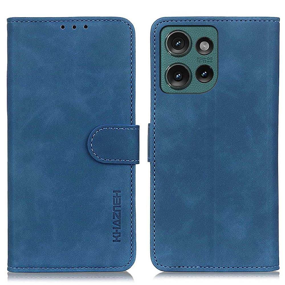 KHAZNEH KHAZNEH Motorola Edge 50 Neo Fodral Retro Läder Blå