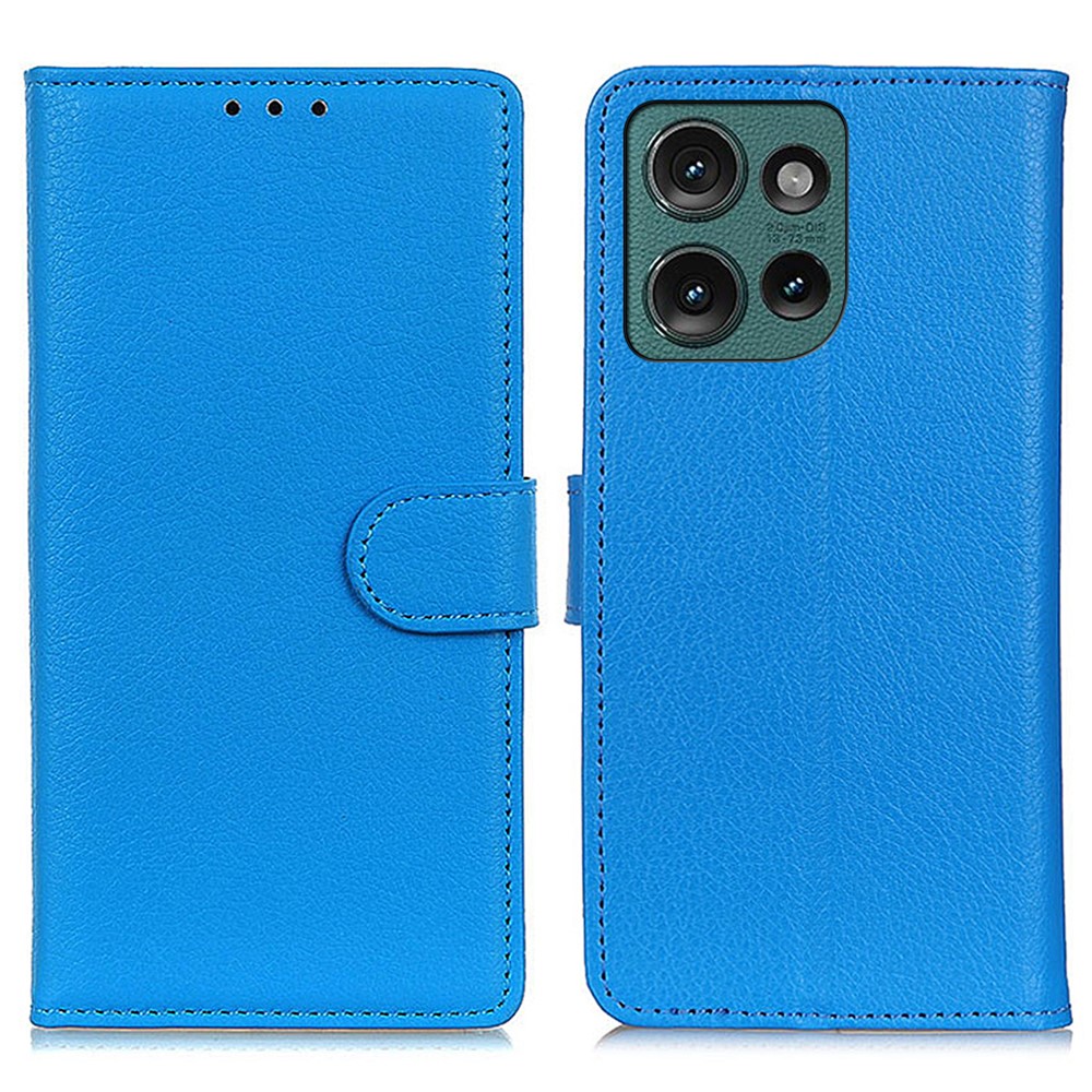  Motorola Edge 50 Neo Fodral Litchi Läder Blå