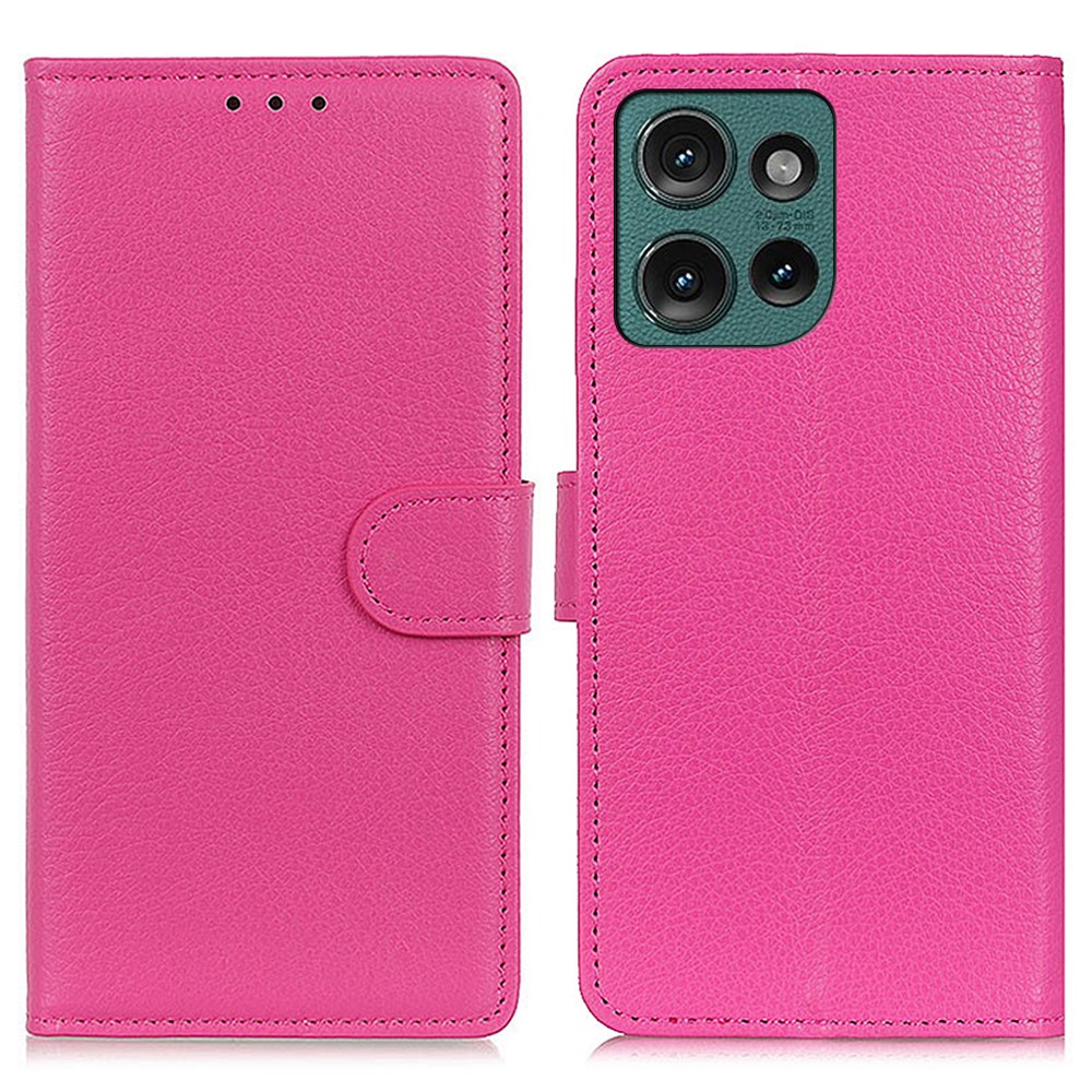  Motorola Edge 50 Neo Fodral Litchi Läder Rosa
