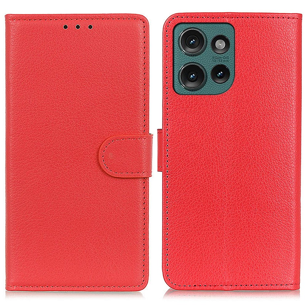  Motorola Edge 50 Neo Fodral Litchi Läder Röd