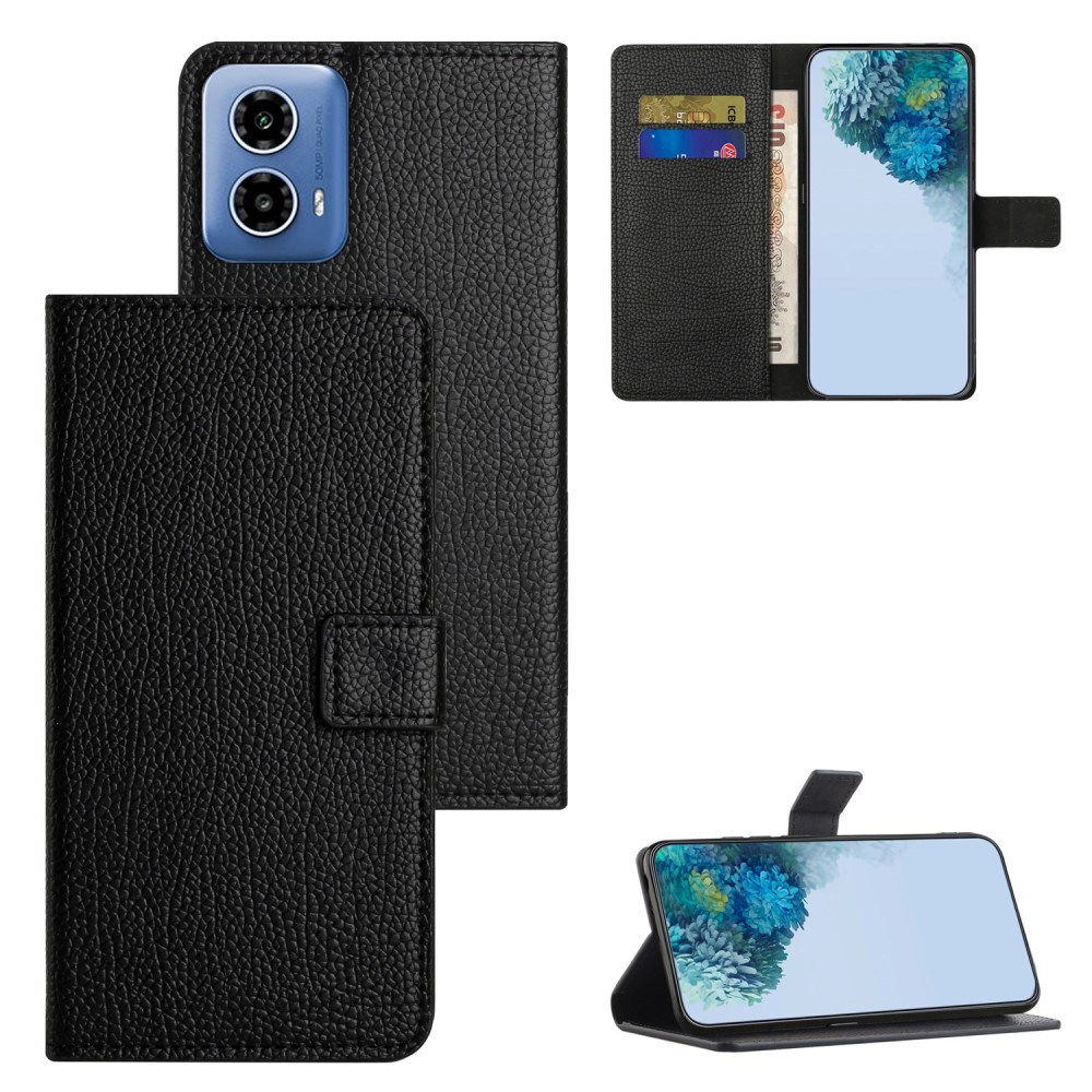 Motorola Moto G35 5G Fodral Litchi Läder Svart