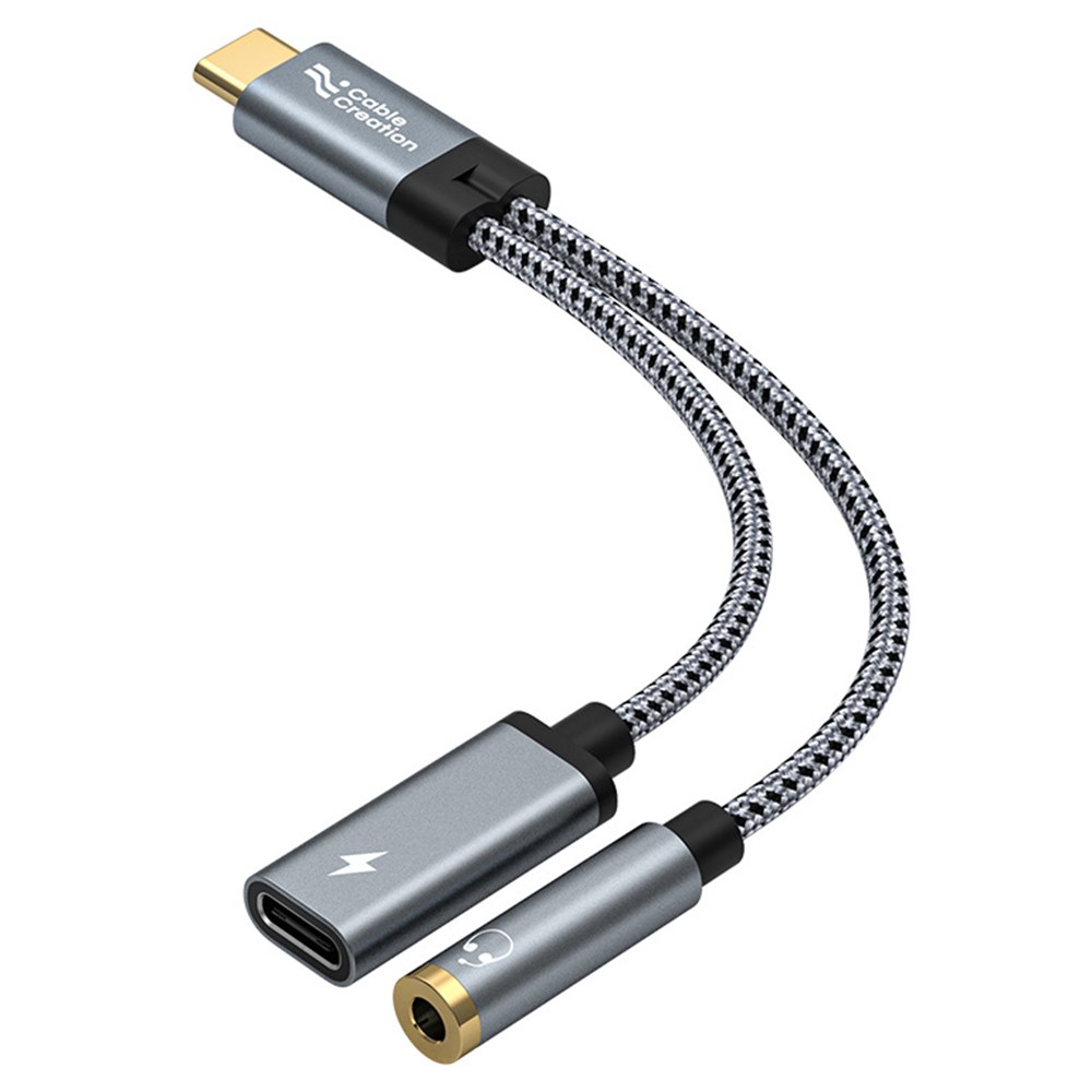 CableCreation CableCreation 60W PD 2in1 USB-C Till USB-C/AUX Adapter Grå