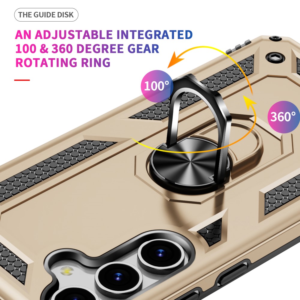  Samsung Galaxy S25 Skal Armor Ring Hybrid Guld