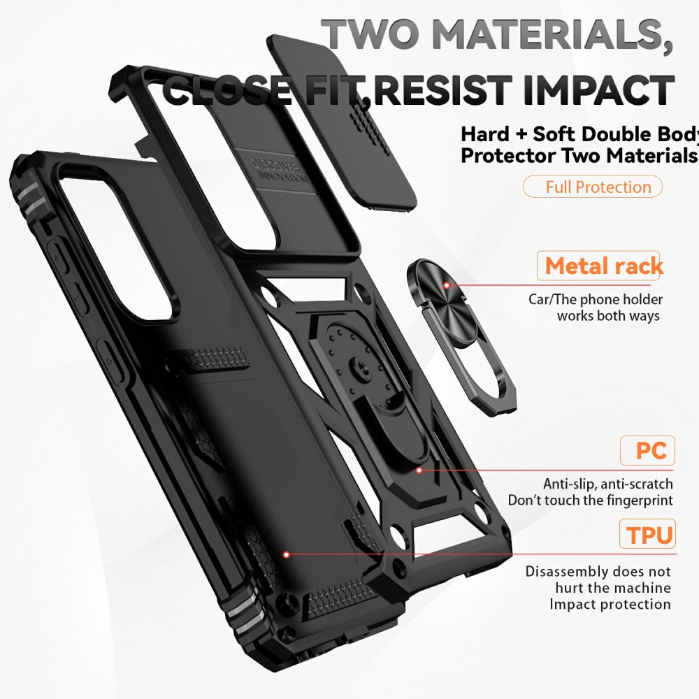  Samsung Galaxy S25 Skal Hybrid Ring CamShield Svart