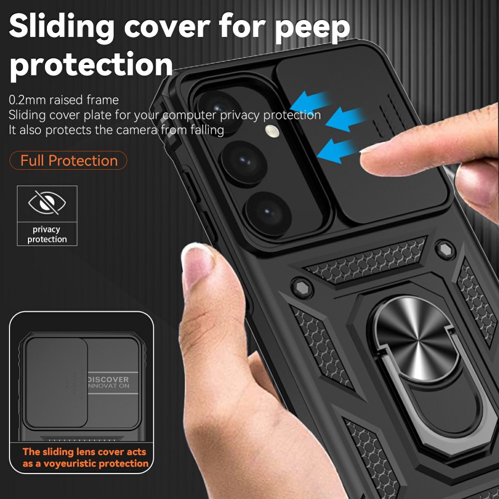  Samsung Galaxy S25 Skal Hybrid Ring CamShield Svart