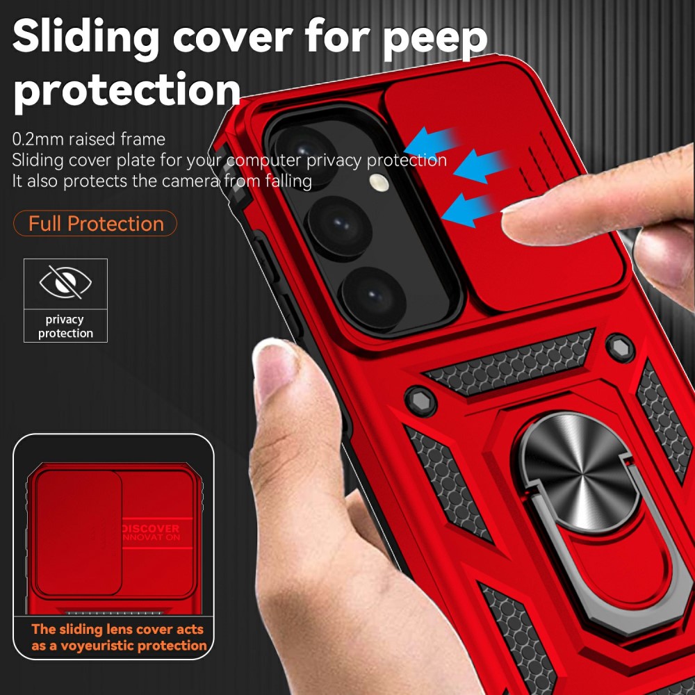  Samsung Galaxy S25 Skal Hybrid Ring CamShield Röd