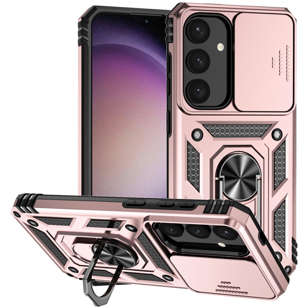  Samsung Galaxy S25 Skal Hybrid Ring CamShield Roséguld