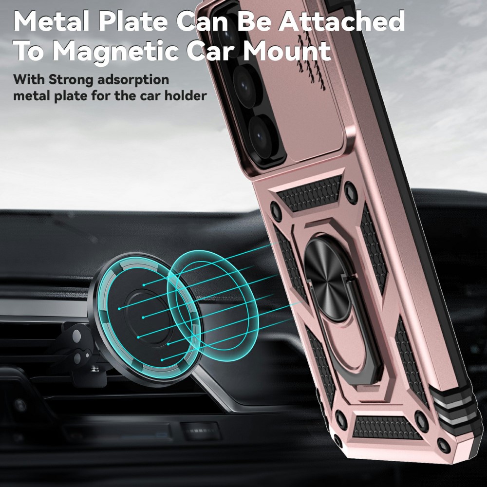  Samsung Galaxy S25 Skal Hybrid Ring CamShield Roséguld