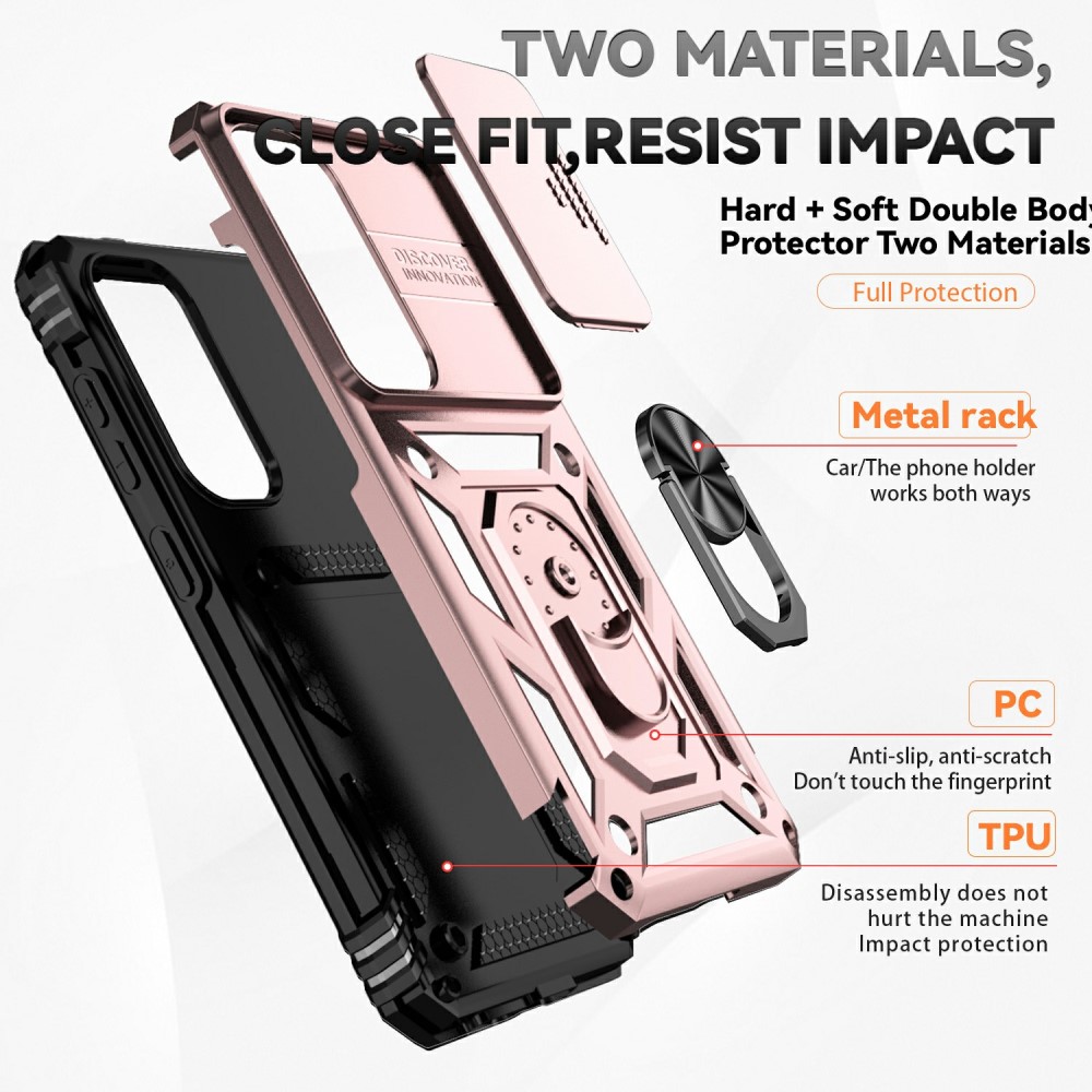  Samsung Galaxy S25 Skal Hybrid Ring CamShield Roséguld