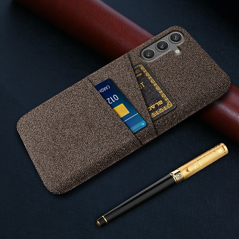 Samsung Galaxy S25 Skal Med Kortfack Tygbelagt Brun