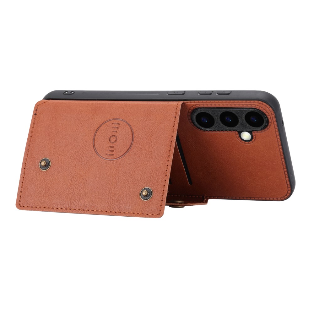  Samsung Galaxy S25 Skal Läder Med 2 Kortfack Och Magnet