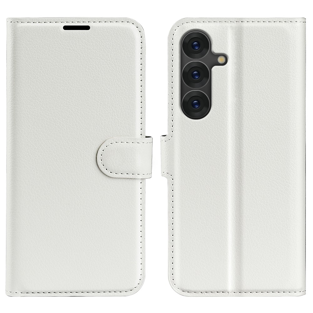  Samsung Galaxy S25 Fodral Litchi Läder Vit