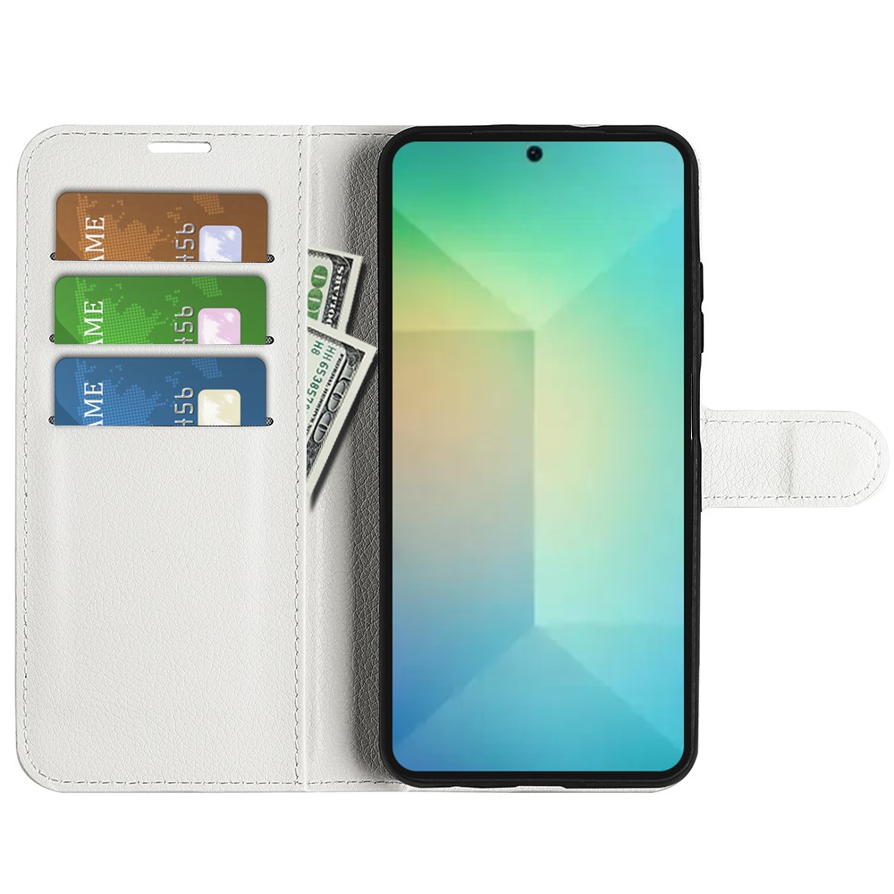  Samsung Galaxy S25 Fodral Litchi Läder Vit