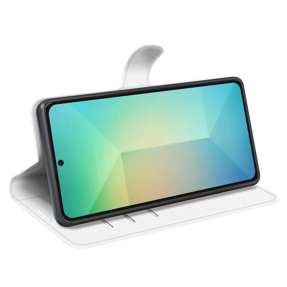  Samsung Galaxy S25 Fodral Litchi Läder Vit