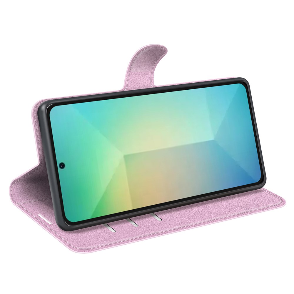  Samsung Galaxy S25 Fodral Litchi Läder Ljus Rosa