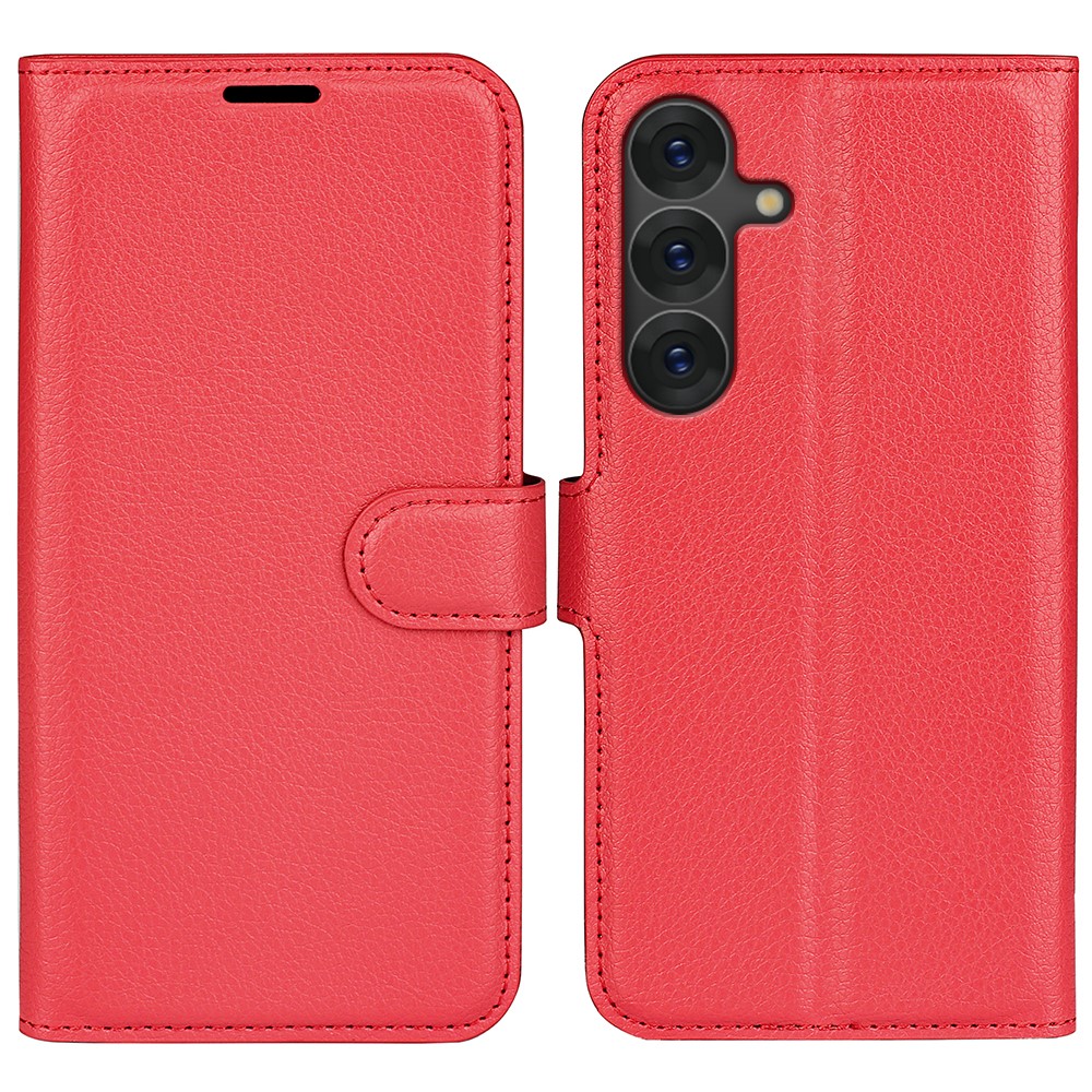  Samsung Galaxy S25 Fodral Litchi Läder Röd