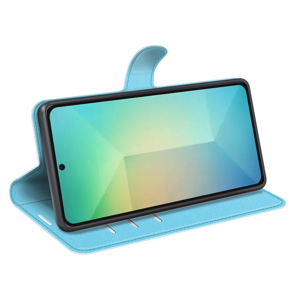  Samsung Galaxy S25 Fodral Litchi Läder Blå