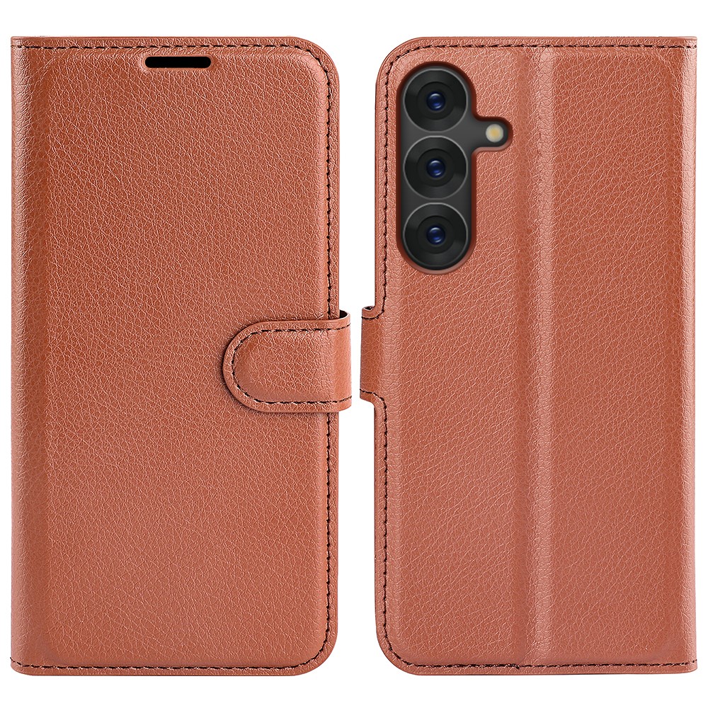  Samsung Galaxy S25 Fodral Litchi Läder Brun