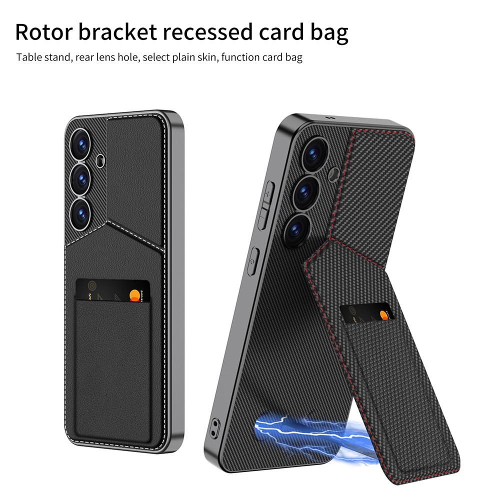 GKK GKK Galaxy S25 Skal Kickstand Med Korthållare Titanium Grey