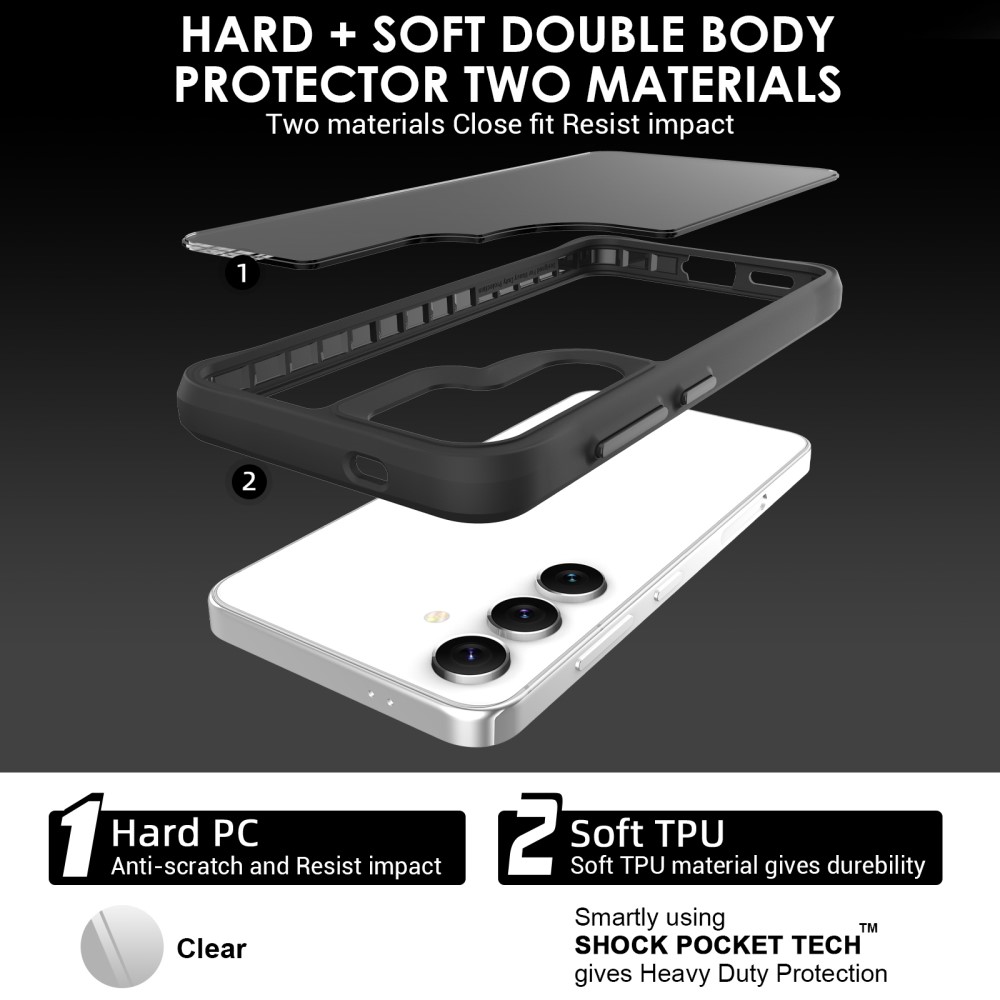  Samsung Galaxy S25 Skal Hybrid Transparent / Svart
