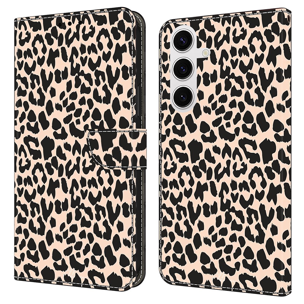  Samsung Galaxy S25 Fodral Läder Leopard Tryck